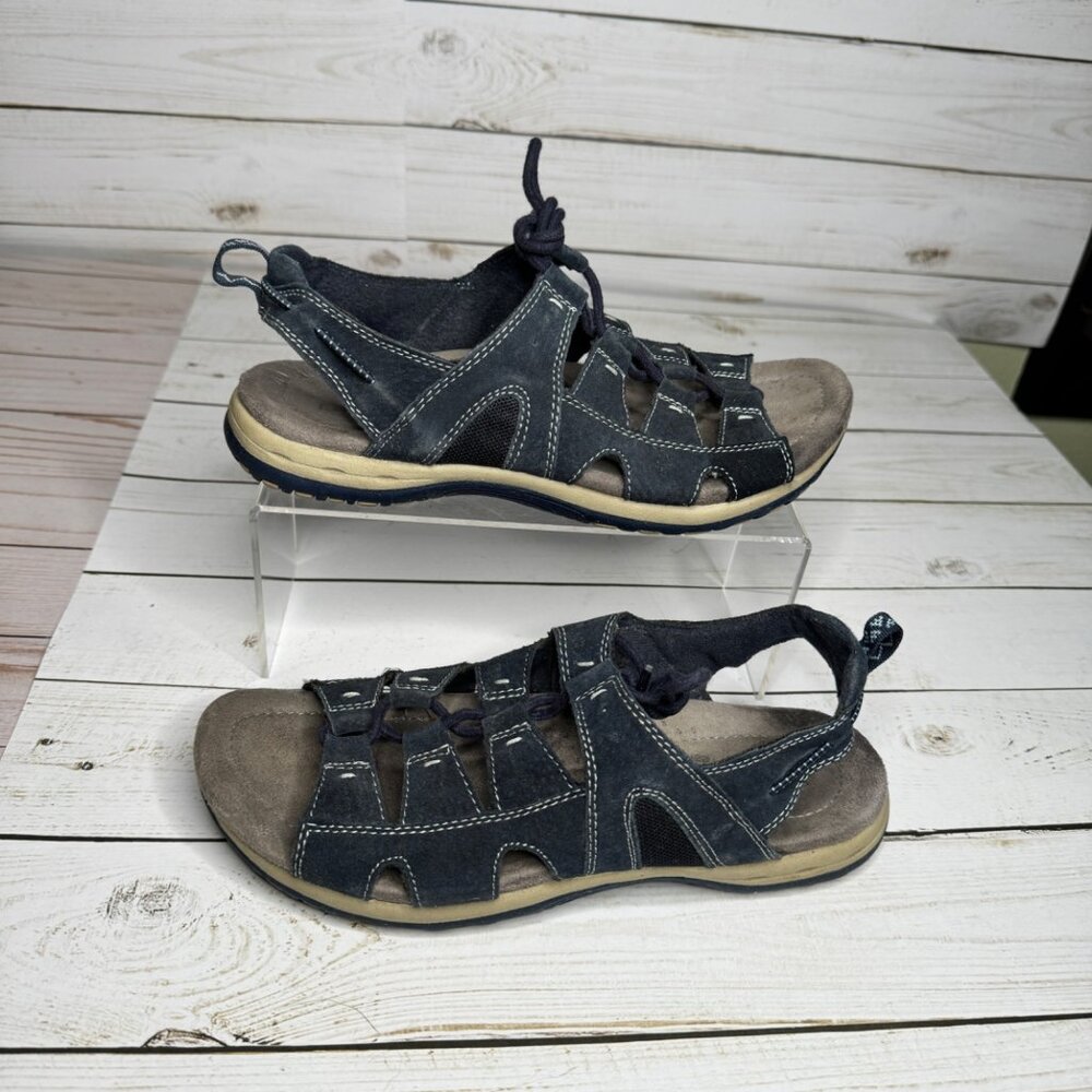 Earth Origins Sassy Navy Sandals Womens Size 7 1/2 M Outdoors Laces Comfortable